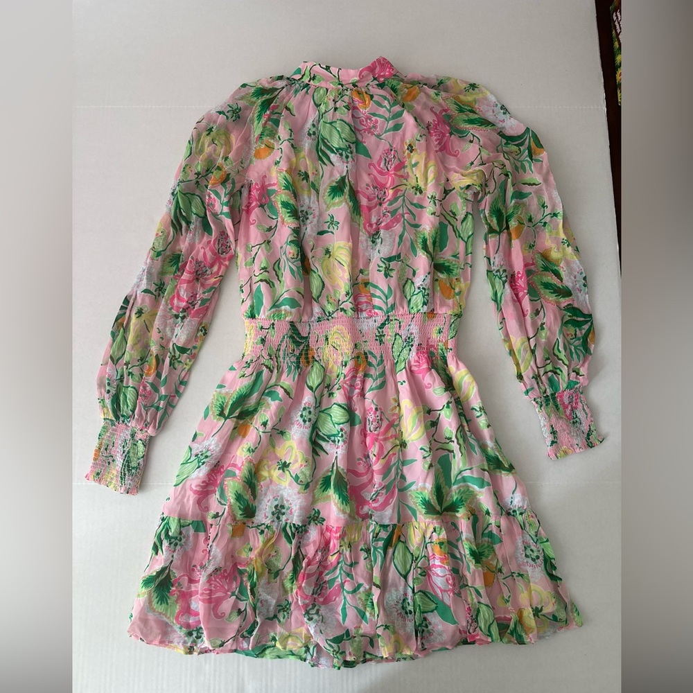 Lilly Pulitzer Pink and Green Sundress with Bishop Sleeves
